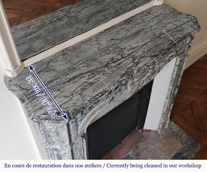 Cheminée de style Louis XV modèle Pompadour en marbre bleu Fleuri Cheminée de style Louis XV modèle Pompadour en marbre bleu Fleuri-8