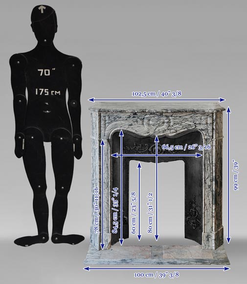 Cheminée de style Louis XV modèle Pompadour en marbre bleu Fleuri Cheminée de style Louis XV modèle Pompadour en marbre bleu Fleuri-9