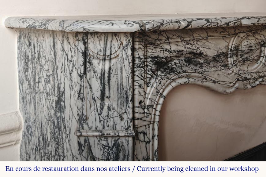Cheminée de style Louis XV modèle Pompadour en marbre bleu Fleuri Cheminée de style Louis XV modèle Pompadour en marbre bleu Fleuri-3