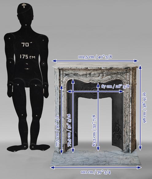 Cheminée de style Louis XV modèle Pompadour en marbre bleu Fleuri Cheminée de style Louis XV modèle Pompadour en marbre bleu Fleuri-10