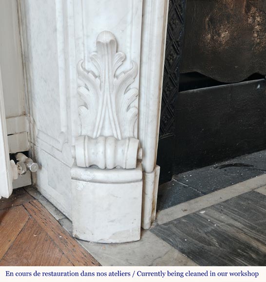 Cheminée de style Louis XV en marbre de Carrare très sculptée Cheminée de style Louis XV en marbre de Carrare très sculptée-6