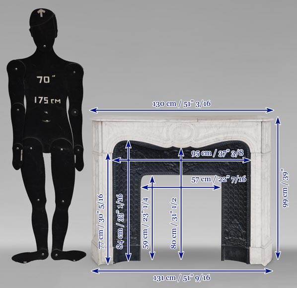 Cheminée de style Louis XV modèle Pompadour en marbre de Carrare Cheminée de style Louis XV modèle Pompadour en marbre de Carrare-9