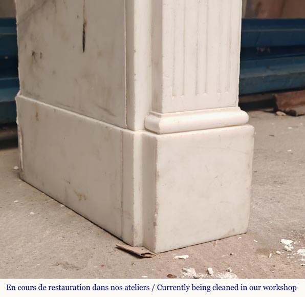 Cheminée de style Louis XVI en marbre demi statuaire Cheminée de style Louis XVI en marbre demi statuaire-8