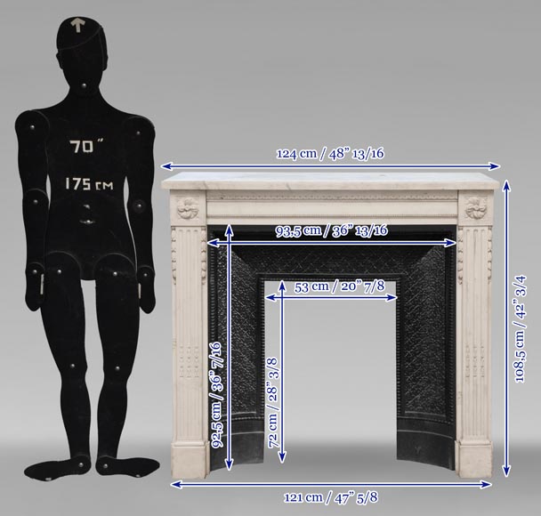 Cheminée de style Louis XVI en marbre demi statuaire Cheminée de style Louis XVI en marbre demi statuaire-14