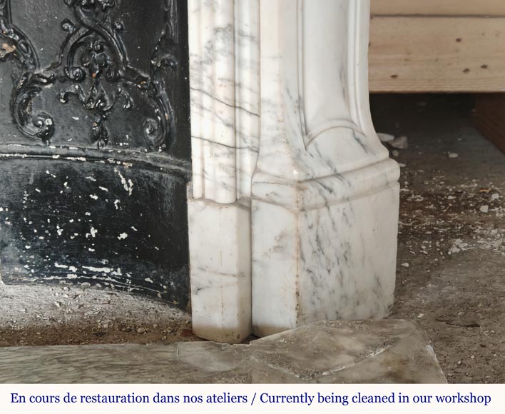 Cheminée galbée de style Louis XV modèle Pompadour en marbre Arabescato Cheminée galbée de style Louis XV modèle Pompadour en marbre Arabescato-7