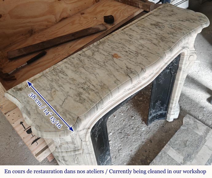 Cheminée galbée de style Louis XV modèle Pompadour en marbre Arabescato Cheminée galbée de style Louis XV modèle Pompadour en marbre Arabescato-10