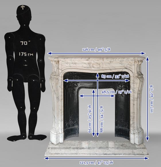 Cheminée galbée de style Louis XV modèle Pompadour en marbre Arabescato Cheminée galbée de style Louis XV modèle Pompadour en marbre Arabescato-11