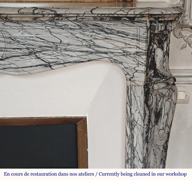 Cheminée de style Louis XV modèle Pompadour en marbre Bleu Fleuri Cheminée de style Louis XV modèle Pompadour en marbre Bleu Fleuri-6