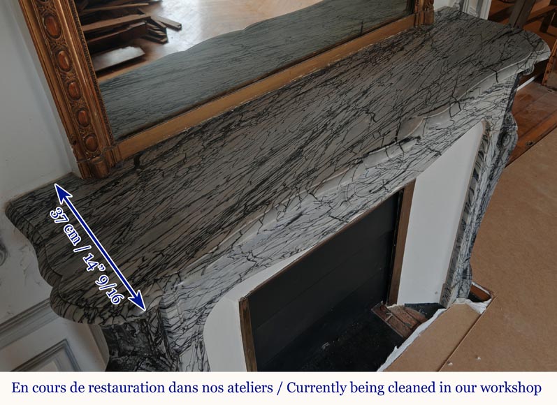 Cheminée de style Louis XV modèle Pompadour en marbre Bleu Fleuri Cheminée de style Louis XV modèle Pompadour en marbre Bleu Fleuri-8