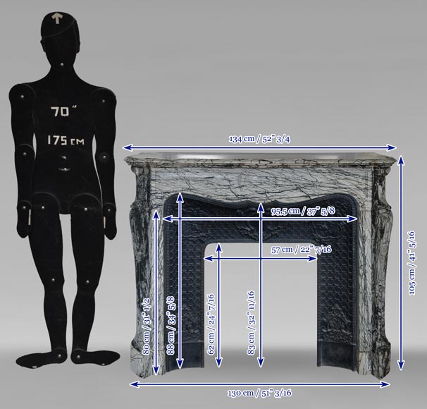 Cheminée de style Louis XV modèle Pompadour en marbre Bleu Fleuri Cheminée de style Louis XV modèle Pompadour en marbre Bleu Fleuri-9
