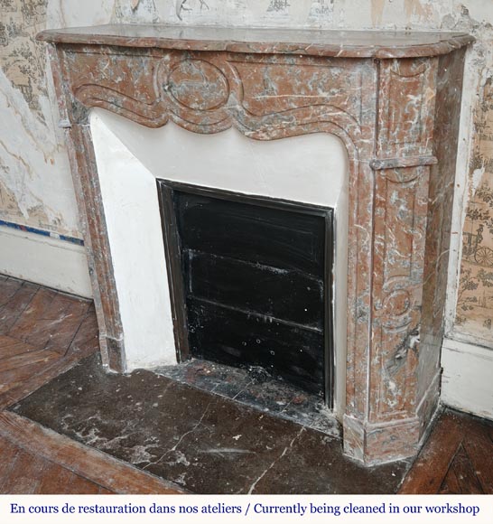 Cheminée de style Louis XV modèle Pompadour en marbre Rouge du Nord Cheminée de style Louis XV modèle Pompadour en marbre Rouge du Nord-5