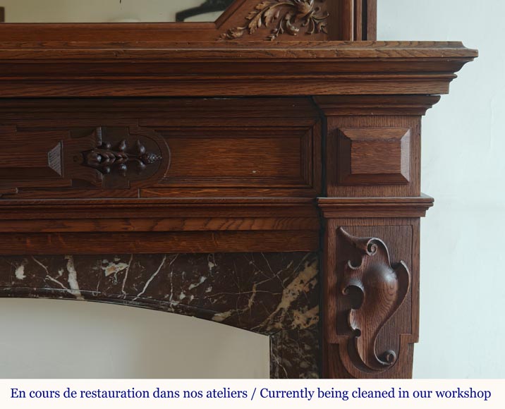 Cheminée de style Napoléon III en chêne sculpté Cheminée de style Napoléon III en chêne sculpté-9