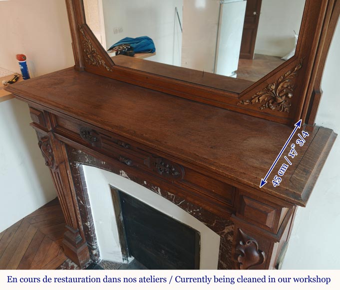 Cheminée de style Napoléon III en chêne sculpté Cheminée de style Napoléon III en chêne sculpté-11