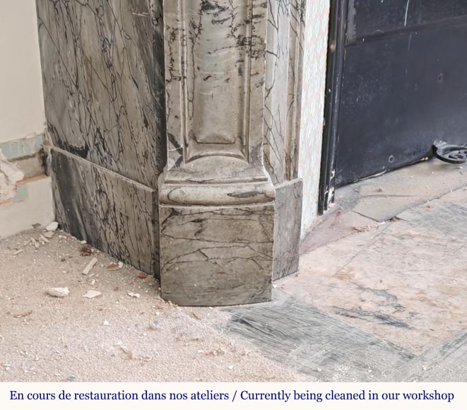 Cheminée de style Louis XV modèle Pompadour en marbre bleu Cheminée de style Louis XV modèle Pompadour en marbre bleu-4