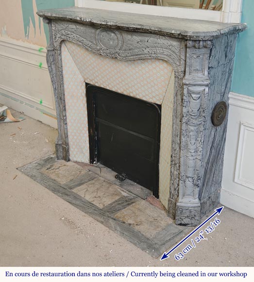 Cheminée de style Louis XV modèle Pompadour en marbre bleu Cheminée de style Louis XV modèle Pompadour en marbre bleu-5