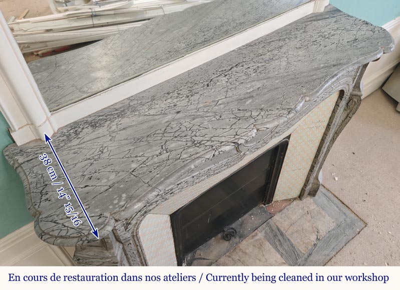 Cheminée de style Louis XV modèle Pompadour en marbre bleu Cheminée de style Louis XV modèle Pompadour en marbre bleu-9