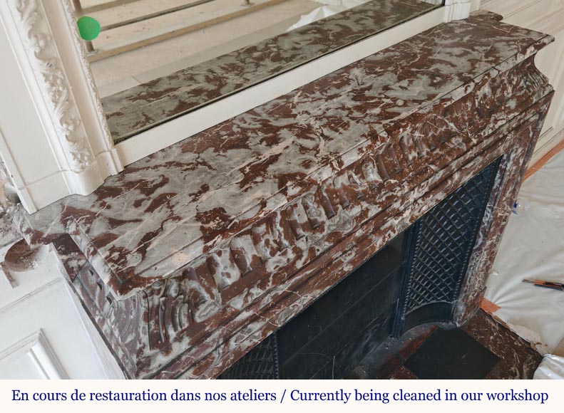 Cheminée de style Louis XIV à acrotère en marbre Rouge du Nord Cheminée de style Louis XIV à acrotère en marbre Rouge du Nord-10