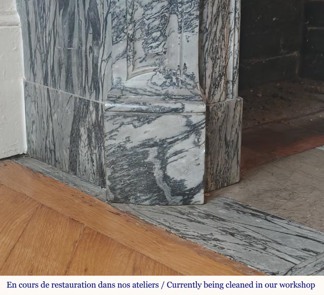 Cheminée de style Louis XV modèle Pompadour en marbre bleu Fleuri Cheminée de style Louis XV modèle Pompadour en marbre bleu Fleuri-4