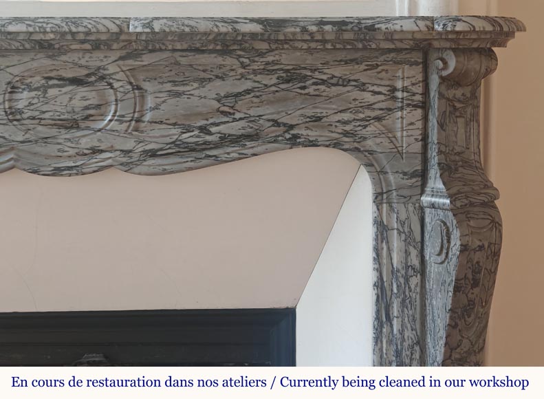 Cheminée de style Louis XV modèle Pompadour en marbre bleu Fleuri Cheminée de style Louis XV modèle Pompadour en marbre bleu Fleuri-6