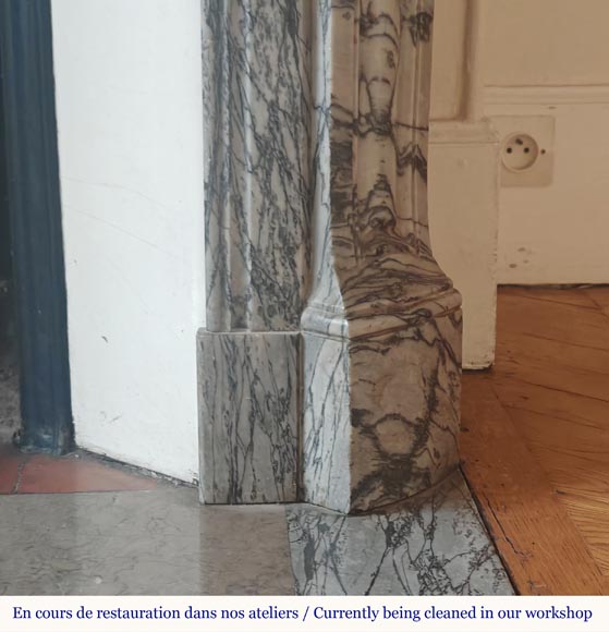 Cheminée de style Louis XV modèle Pompadour en marbre bleu Fleuri Cheminée de style Louis XV modèle Pompadour en marbre bleu Fleuri-7