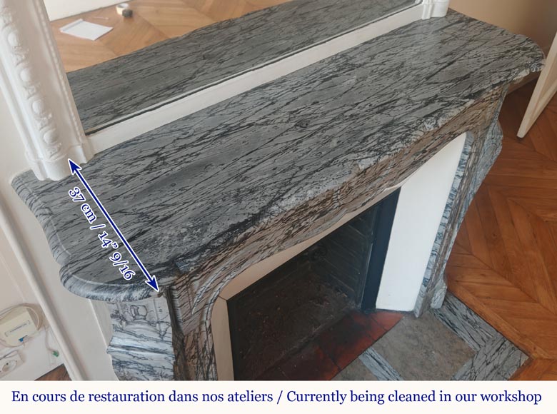 Cheminée de style Louis XV modèle Pompadour en marbre bleu Fleuri Cheminée de style Louis XV modèle Pompadour en marbre bleu Fleuri-9