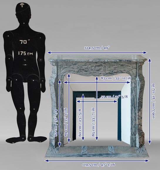Cheminée de style Louis XV modèle Pompadour en marbre bleu Fleuri Cheminée de style Louis XV modèle Pompadour en marbre bleu Fleuri-10