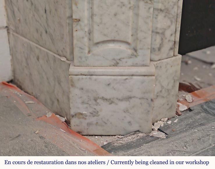 Cheminée de style Louis XV modèle Pompadour en marbre de Carrare veiné Cheminée de style Louis XV modèle Pompadour en marbre de Carrare veiné-3