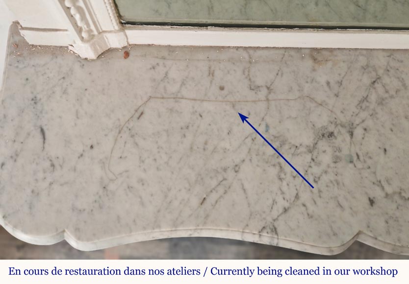 Cheminée de style Louis XV modèle Pompadour en marbre de Carrare veiné Cheminée de style Louis XV modèle Pompadour en marbre de Carrare veiné-8