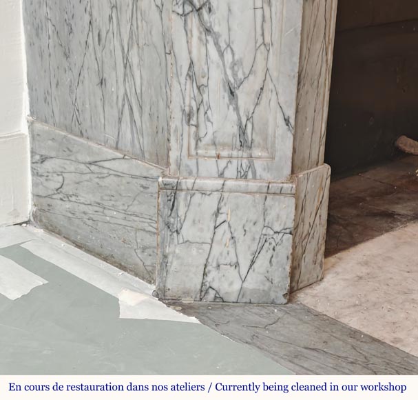 Cheminée de style Louis XV modèle Pompadour plate en marbre bleu Fleuri Cheminée de style Louis XV modèle Pompadour plate en marbre bleu Fleuri-4