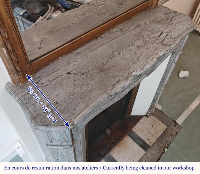 Cheminée de style Louis XV modèle Pompadour plate en marbre bleu Fleuri Cheminée de style Louis XV modèle Pompadour plate en marbre bleu Fleuri-8