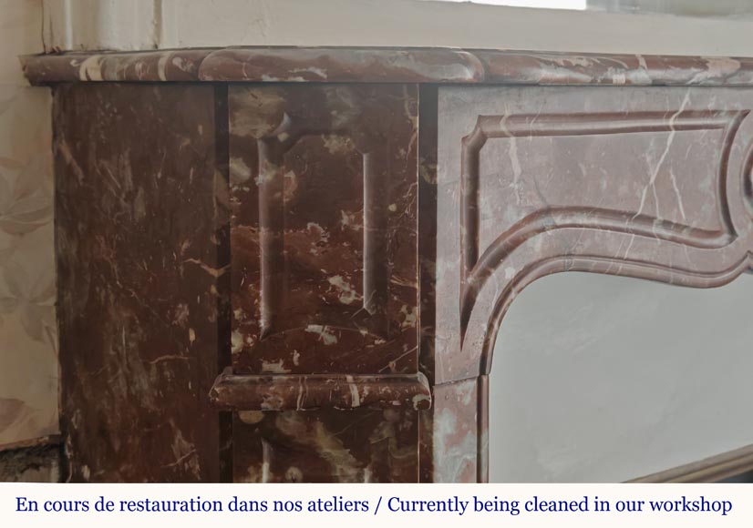 Cheminée de style Louis XV modèle Pompadour en marbre Rouge du Nord Cheminée de style Louis XV modèle Pompadour en marbre Rouge du Nord-3