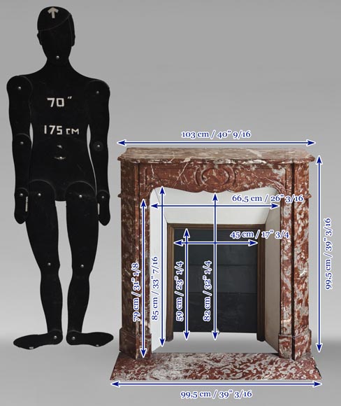 Cheminée de style Louis XV modèle Pompadour en marbre Rouge du Nord Cheminée de style Louis XV modèle Pompadour en marbre Rouge du Nord-10