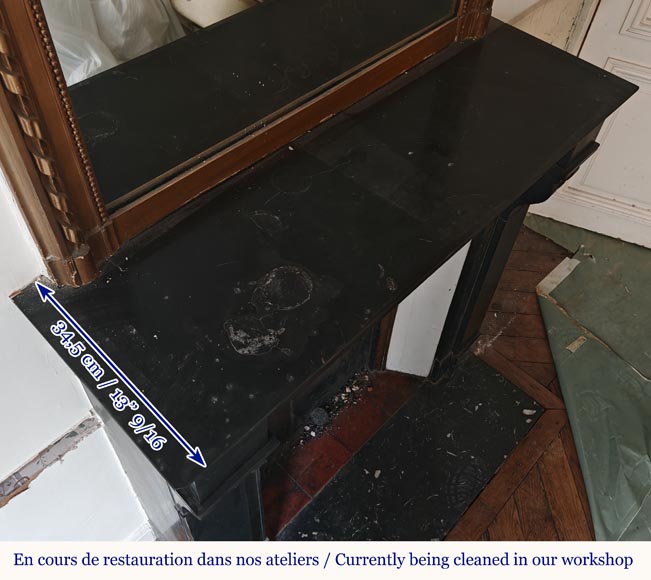 Cheminée de style Napoléon III à modillon sculptée en marbre noir Cheminée de style Napoléon III à modillon sculptée en marbre noir-9