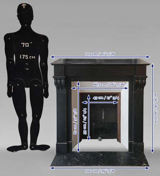 Cheminée de style Napoléon III à modillon sculptée en marbre noir Cheminée de style Napoléon III à modillon sculptée en marbre noir-10