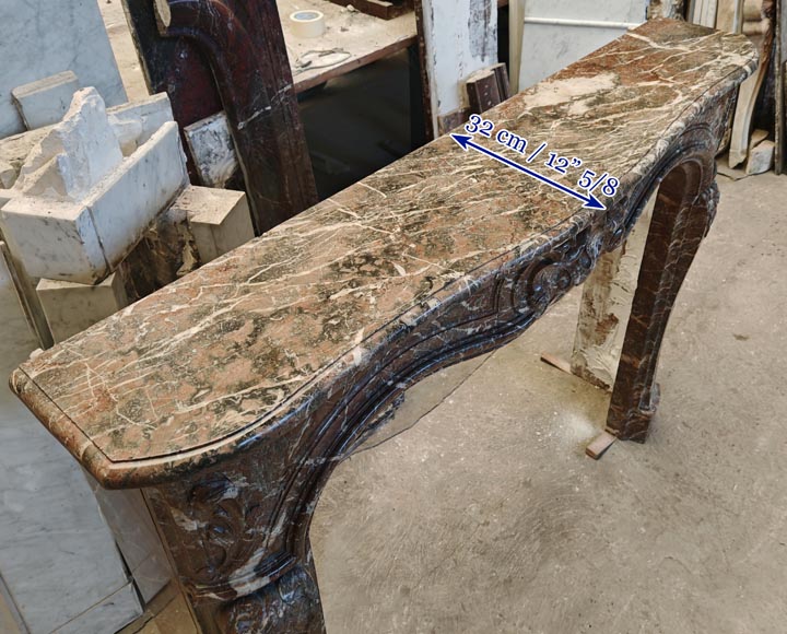 Cheminée de style Louis XV en marbre Rouge Royal décorée d'une coquille asymétrique Cheminée de style Louis XV en marbre Rouge Royal décorée d'une coquille asymétrique-10