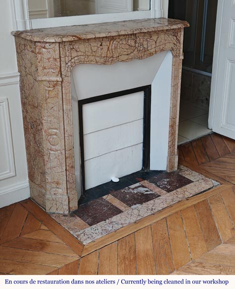 Cheminée de style Louis XV modèle Pompadour plate en marbre Brocatelle très veinée Cheminée de style Louis XV modèle Pompadour plate en marbre Brocatelle très veinée-2