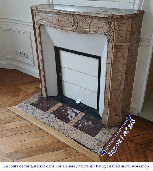 Cheminée de style Louis XV modèle Pompadour plate en marbre Brocatelle très veinée Cheminée de style Louis XV modèle Pompadour plate en marbre Brocatelle très veinée-5