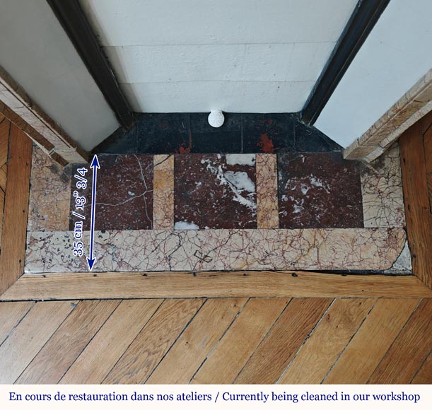 Cheminée de style Louis XV modèle Pompadour plate en marbre Brocatelle très veinée Cheminée de style Louis XV modèle Pompadour plate en marbre Brocatelle très veinée-8