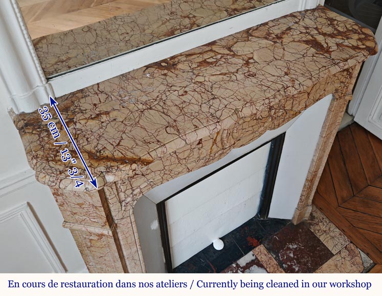 Cheminée de style Louis XV modèle Pompadour plate en marbre Brocatelle très veinée Cheminée de style Louis XV modèle Pompadour plate en marbre Brocatelle très veinée-9