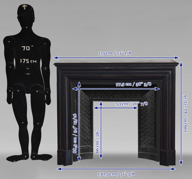 Cheminée de style Louis XIV en marbre noir fin Cheminée de style Louis XIV en marbre noir fin-9