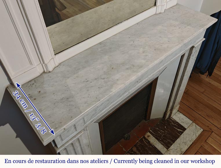 Cheminée de style Louis XVI moulurée en marbre de Carrare Cheminée de style Louis XVI moulurée en marbre de Carrare-9