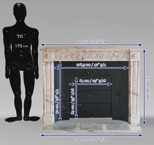 Cheminée de style Louis XVI décorée d'une frise à la grecque sculptée en onyx Cheminée de style Louis XVI décorée d'une frise à la grecque sculptée en onyx-12