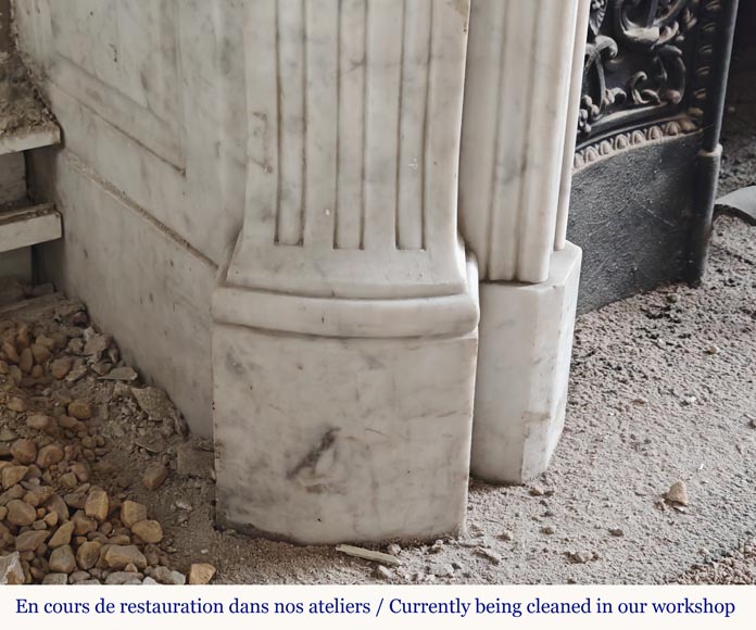 Cheminée de style Louis XV en marbre de Carrare très sculptée Cheminée de style Louis XV en marbre de Carrare très sculptée-9