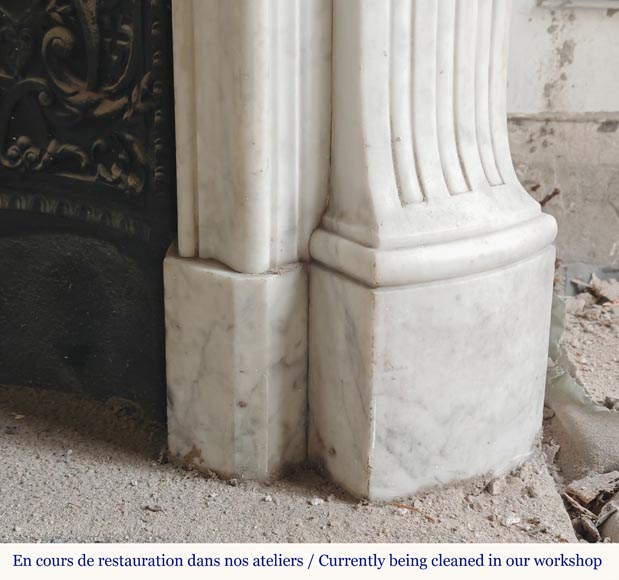 Cheminée de style Louis XV en marbre de Carrare très sculptée Cheminée de style Louis XV en marbre de Carrare très sculptée-14