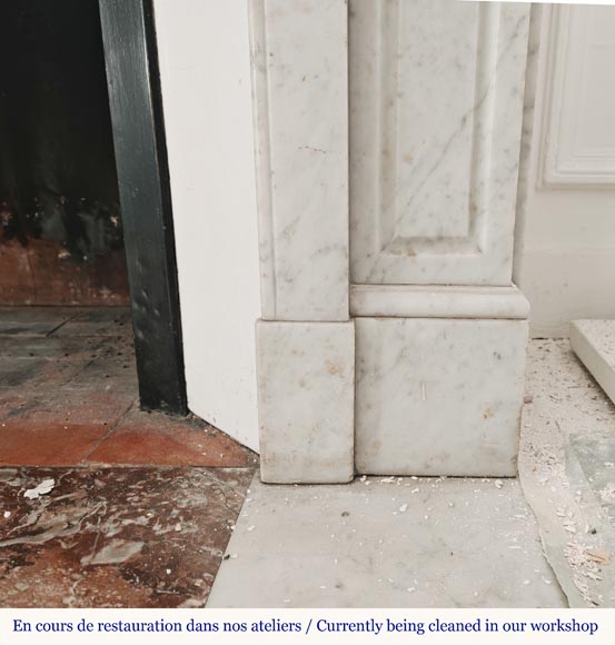 Cheminée de style Louis XV droite sculptée en marbre de Carrare Cheminée de style Louis XV droite sculptée en marbre de Carrare-7