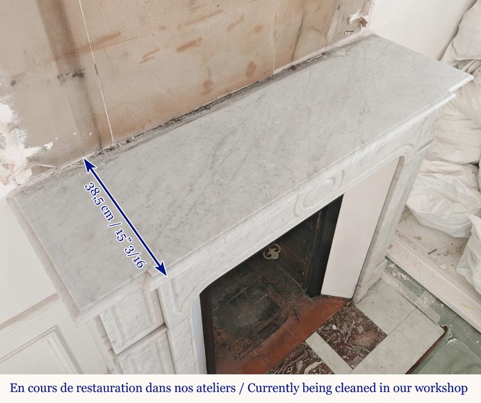 Cheminée de style Louis XV droite sculptée en marbre de Carrare Cheminée de style Louis XV droite sculptée en marbre de Carrare-9