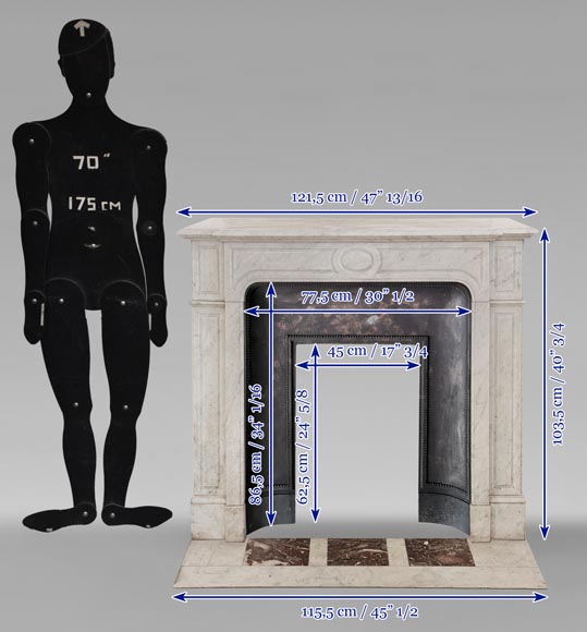 Cheminée de style Louis XV droite sculptée en marbre de Carrare Cheminée de style Louis XV droite sculptée en marbre de Carrare-10