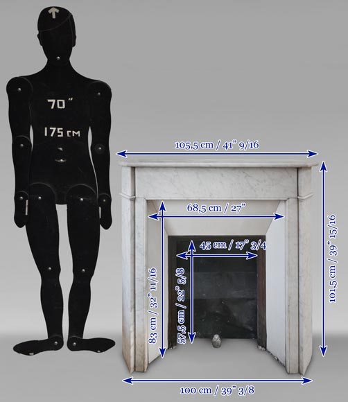 Cheminée de style Louis XVI en marbre de Carrare Cheminée de style Louis XVI en marbre de Carrare-8
