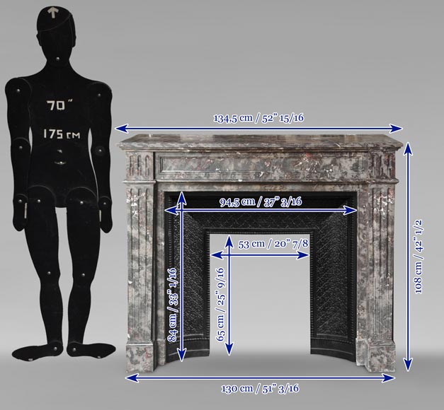 Cheminée de style Louis XVI moulurée en marbre Bois Jourdan Cheminée de style Louis XVI moulurée en marbre Bois Jourdan-9