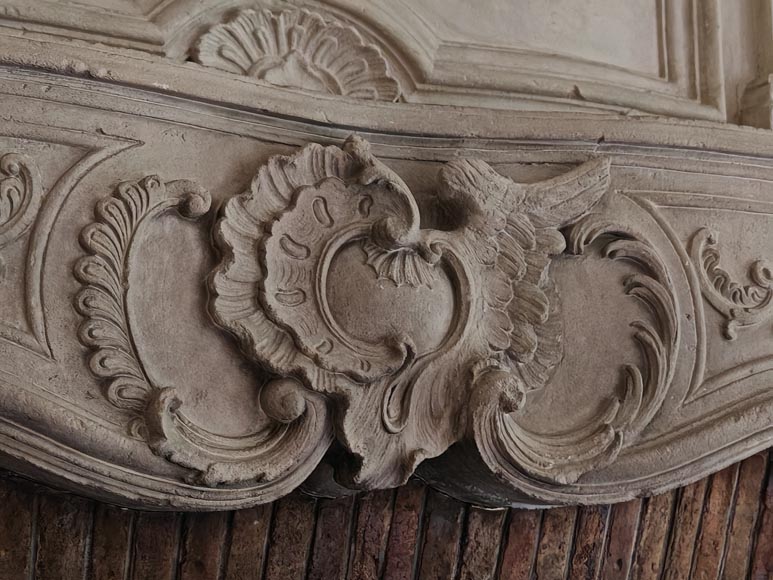 Cheminée d'époque Louis XV en pierre avec son trumeau sculpté Cheminée d'époque Louis XV en pierre avec son trumeau sculpté-10
